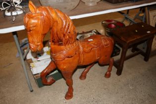 A vintage wooden fairground style horse