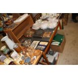 A wooden effect open fronted bookcase and a beech