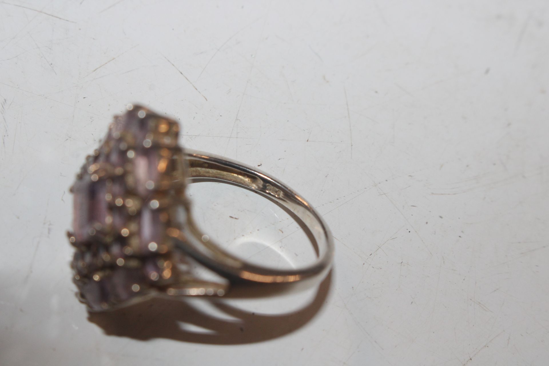 A 925 silver and amethyst set ring - Image 4 of 4