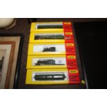 Four Hornby Minitrix N gauge model railway locomot