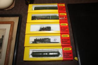 Four Hornby Minitrix N gauge model railway locomot