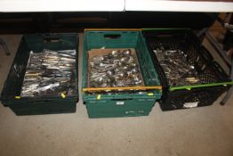 Three crates of plated flatware to include "Kings"
