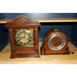 A mahogany cased eight day mantel clock and a Art