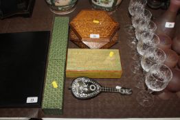 A Sorrento ware musical trinket box; a smaller sim