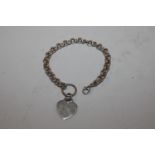 A Sterling silver watch chain bracelet with heart