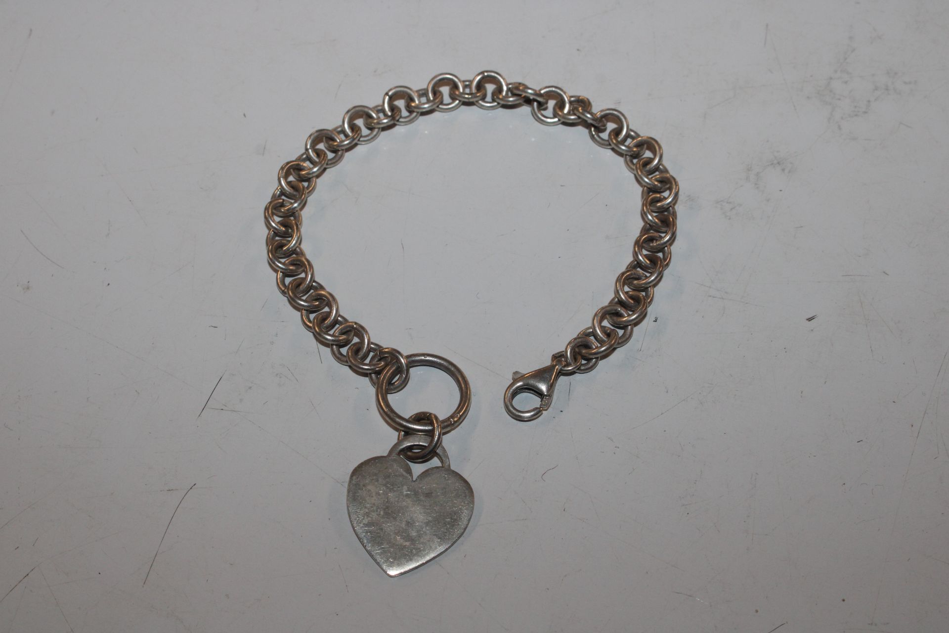 A Sterling silver watch chain bracelet with heart