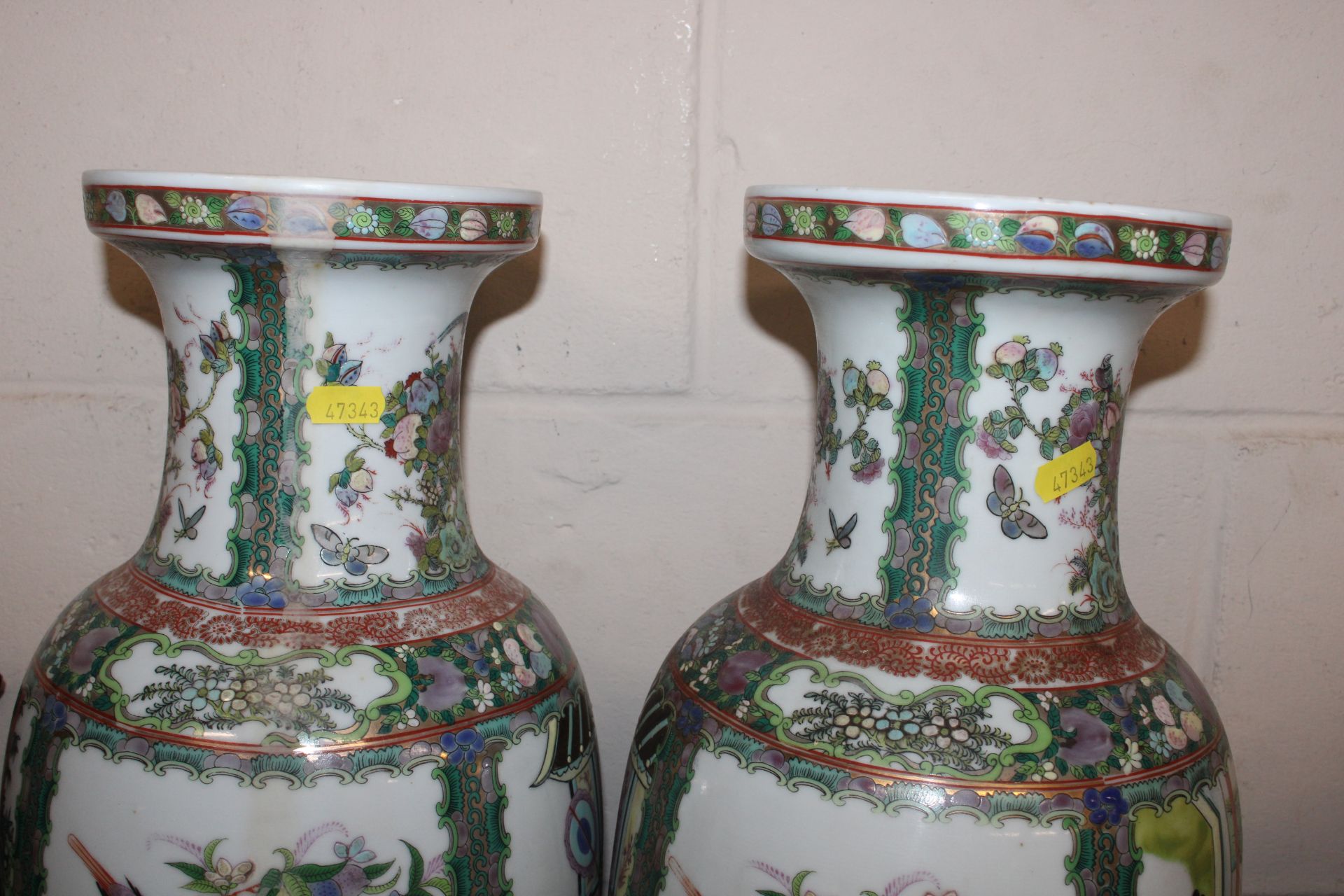 A pair of Canton baluster vases decorated in the t - Image 4 of 13