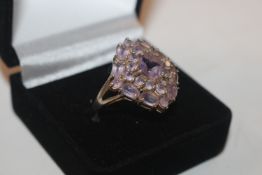 A 925 silver and amethyst set ring