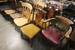 A pair of mahogany dining chairs with all gold Dralon upholstered seats