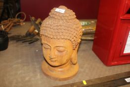 A cast iron figure head of a Buddha (RB)