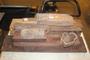 Two blocks of box wood and a quantity of hard wood