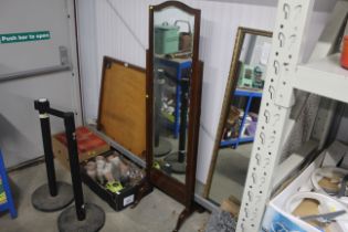 A mahogany cheval mirror