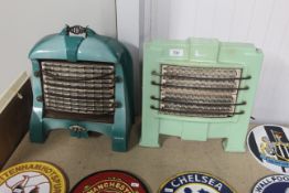 Two Art Deco style electric fires, sold as collect