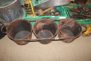 Three round connected planters with twin handles (