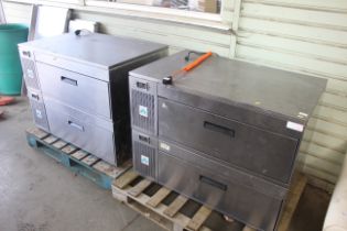 Two Adande twin under-counter professional fridges and worktops - this lot is subject to VAT on