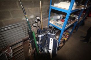 Two golf bags and contents of various clubs to inc