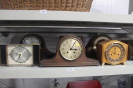 Six various mantel clocks