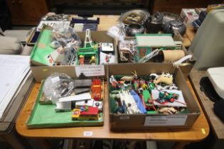 A collection of mostly Playmobil toys including farmyard set, garage, breakdown set etc. together