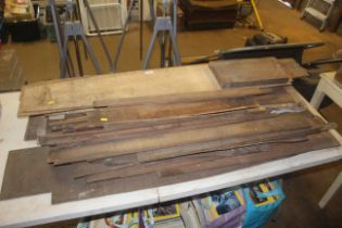 A large quantity of figured maple wood, various decorative hard woods. Previously used by the vendor