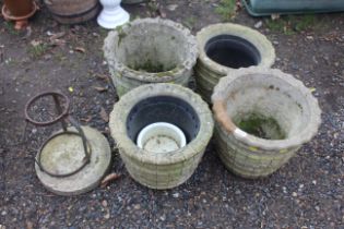 Two pairs of concrete garden planters etc.