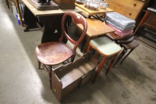 An oak tripod occasional table, an Edwardian oak h