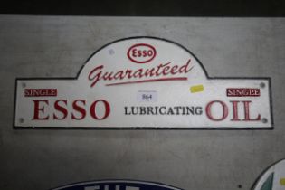 A cast iron Esso single oil sign