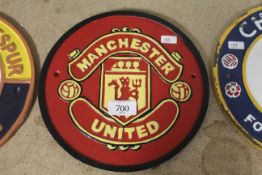 A cast iron Manchester United Football Club plaque