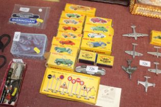 A boxed Dinky toys, Number 771 international road signs set, various other boxed dinky and match box