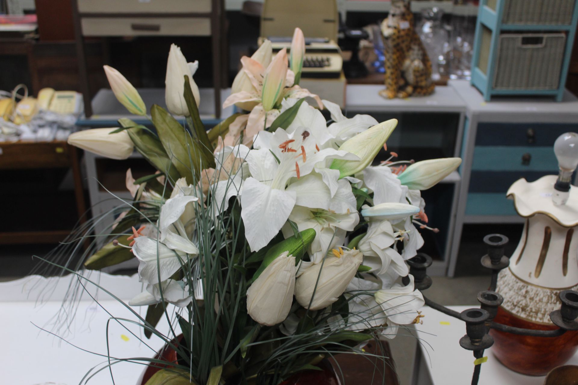 A pair of Brenda Art Deco jugs; a blue and white vase; a four branch candelabra; a glass vase; a - Image 2 of 2