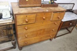 A 19th Century oak and elm chest of three short an