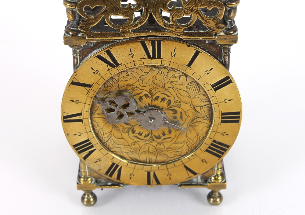 A 17th Century brass and steel cased lantern clock, 32cm high - Image 2 of 7