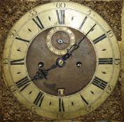 A Georgian mahogany longcase clock, the arched hood enclosing a brass dial inscribed Jos. Dudds of