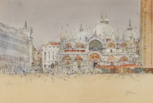J.F. Palmer R.W.A., study of St Mark's Venice, signed watercolour, 24cm x 35cm