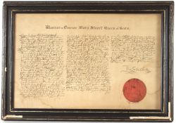 A.P. Harrison, 30 Church Street, Soho Square, a printed warrant to execute Mary Stuart Queen of