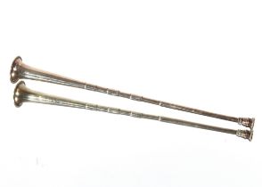 An antique silver hunting horn, Birmingham 1905, E