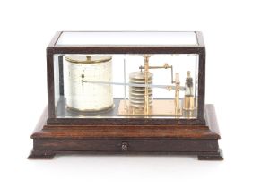 An oak cased barograph fitted with chart drawer, 36cm wide