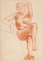 20th Century school, portrait study of a reclining nude woman, unsigned, 34cm x 24cm