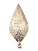 A silver presentation trowel, London 1877, and a silver Stilton scoop London 1891