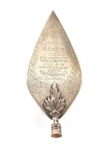 A silver presentation trowel, London 1877, and a silver Stilton scoop London 1891