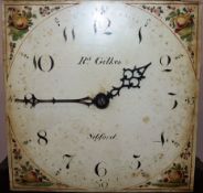 A Georgian oak long case clock, the hood enclosing a square painted dial, inscribed R.D. Gilkes,