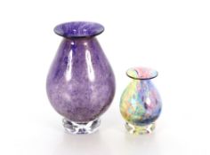 An Angela Henderson, Jorvik glass vase and smaller similar