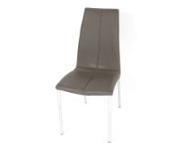 A set of ten modern design grey leather and chrome dining chairs