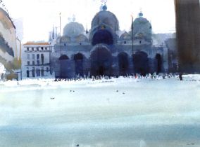 Ian Potts 1936-2014, study of St Mark's Square, Venice, signed watercolour 56cm x 73cm