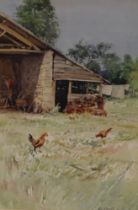 Ken Cuthbert, farmyard scene, signed watercolour dated '91, 54.5cm x 36.5cm