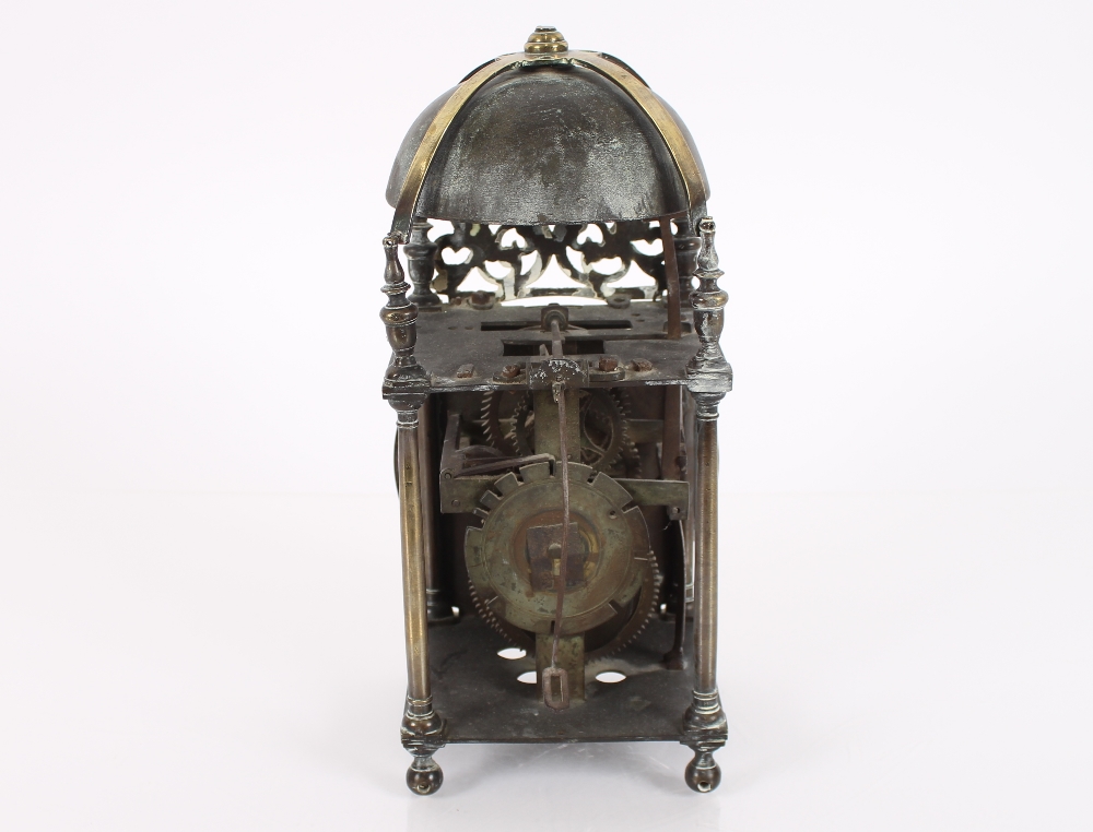 A 17th Century brass and steel cased lantern clock, 32cm high - Image 4 of 7