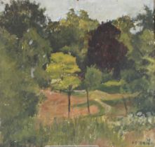 A.D. O'Brien, oil on board rural parkland setting, dated '58