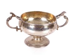 A George V two handled silver trophy by Mappin & Webb, bearing inscription, London 1919,17oz