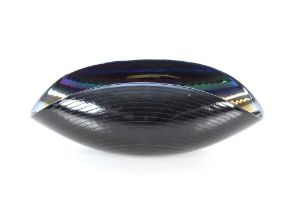 A Murano Yalos Radanul blue glass bowl, 33cm long