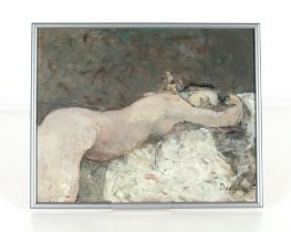 John Doubleday, gouache study of a sleeping nude, 30cm x 37cm