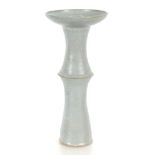 A turquoise glazed Studio pottery candle stand, 39cm high